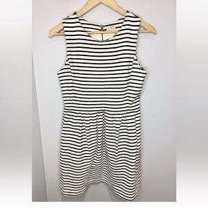 J. Crew Black and White Striped Midi Dress